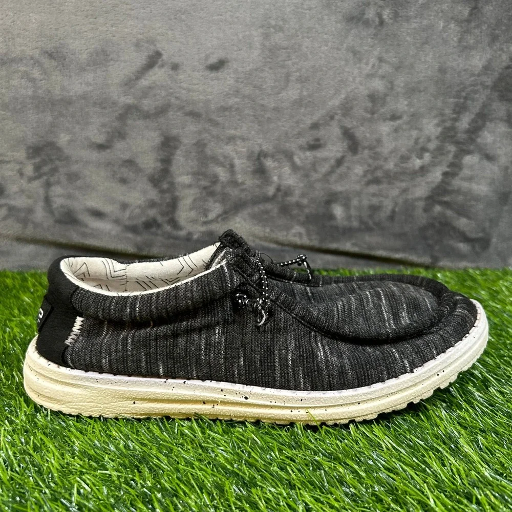 Hey Dude Wally Stretch Shoes Slip On Loafers Comfort‎ Casual Black Womens size 7